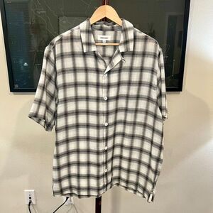 Common Market - Short Sleeve Windowpane Madras Shirt X-Large - Grey, Black